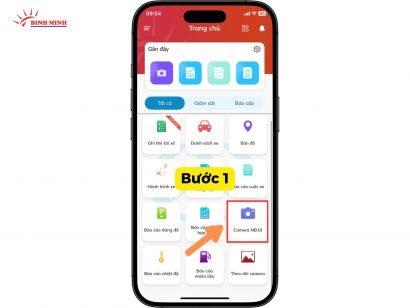 Bước 1 đăng nhập ứng dụng Bình MInh GPS rồi chọn mục camera nghị định 10