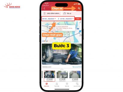 Bước 3 chọn khoảng thời gian và xe muốn xem từ camera