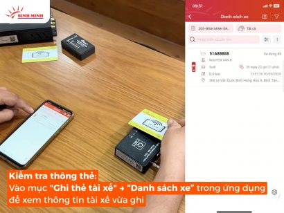 Kiểm tra thẻ tài xế bằng hộp đen trên xe 