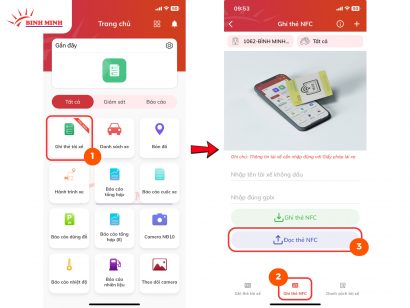 Đọc thẻ tài xế bằng NFC trên điện thoại - bước 1