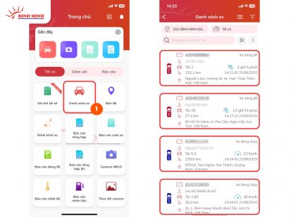 Xem nhanh các thông tin tức thời của đội xe